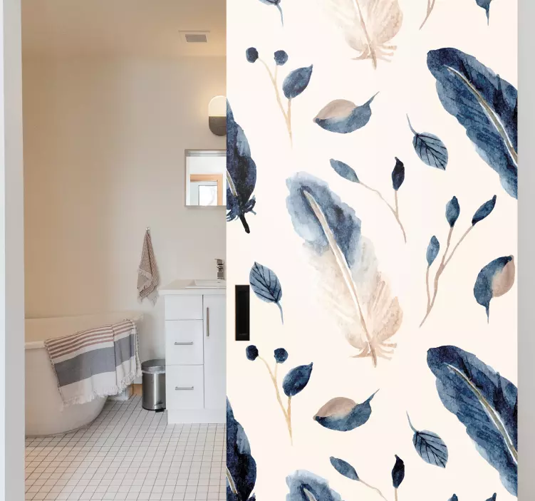 Naljepnica za vrata elegantni uzorci lišća - TenStickers