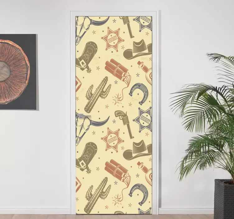 Naljepnica za vrata s elementima western teme - TenStickers