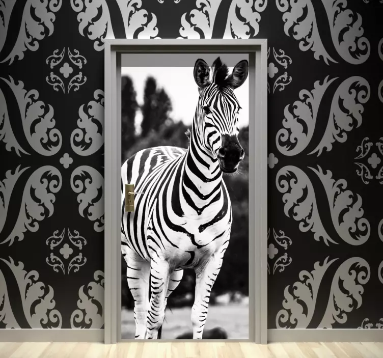 Naljepnica za vrata zebra scena - TenStickers