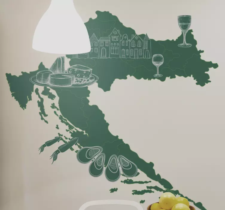 Naljepnica zidnih karata na karti gurmanske obale - TenStickers