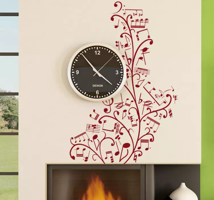 Naljepnica zidne note cvjetne glazbe - TenStickers