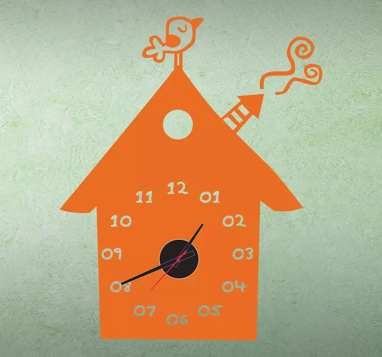 Naljepnica zidni sat za djecu ptičja kuća - TenStickers