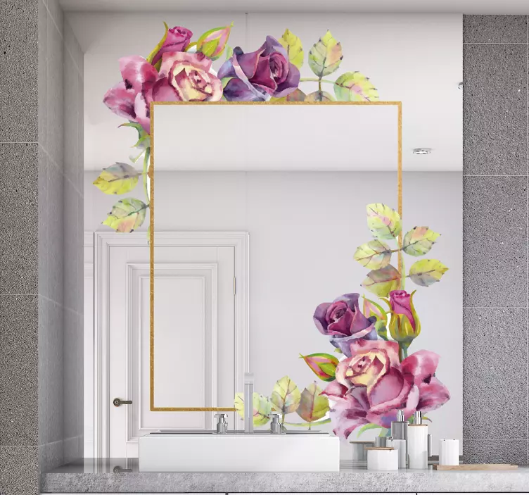 Naljepnica zrcala s cvijećem - TenStickers