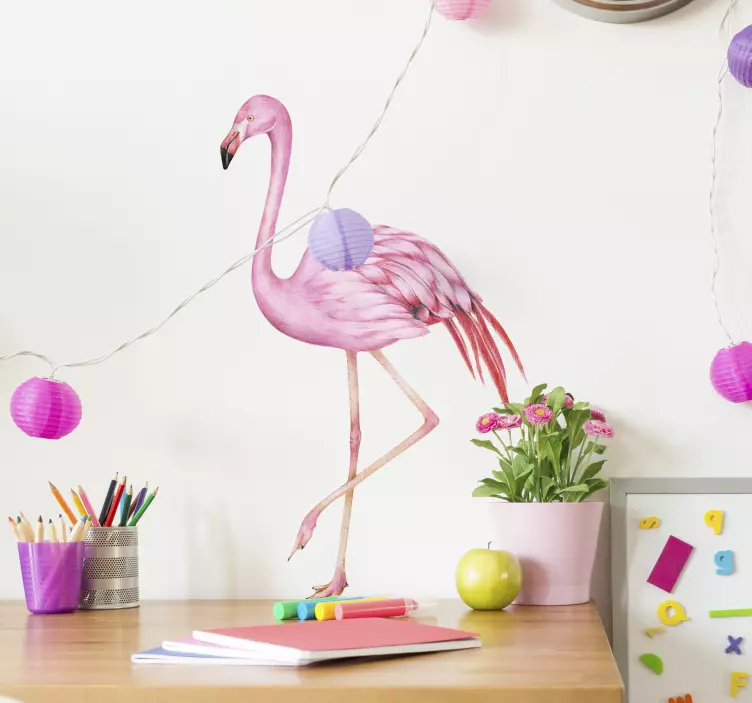 Naljepnice ptice ružičasti flamingo figura - TenStickers