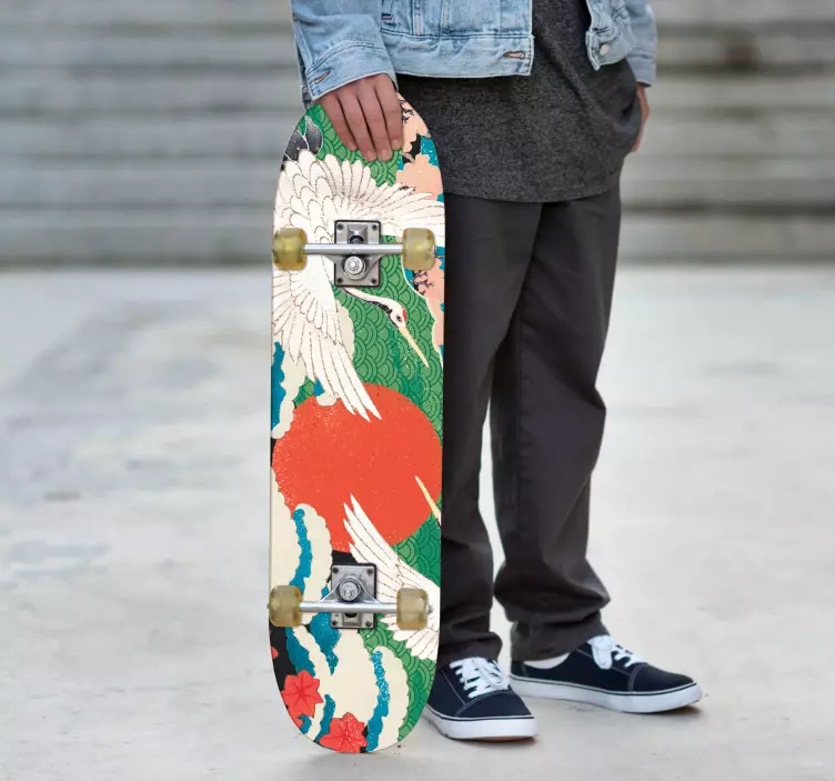 Naljepnica za skuter Ždralovi pod izlazećim suncem - TenStickers