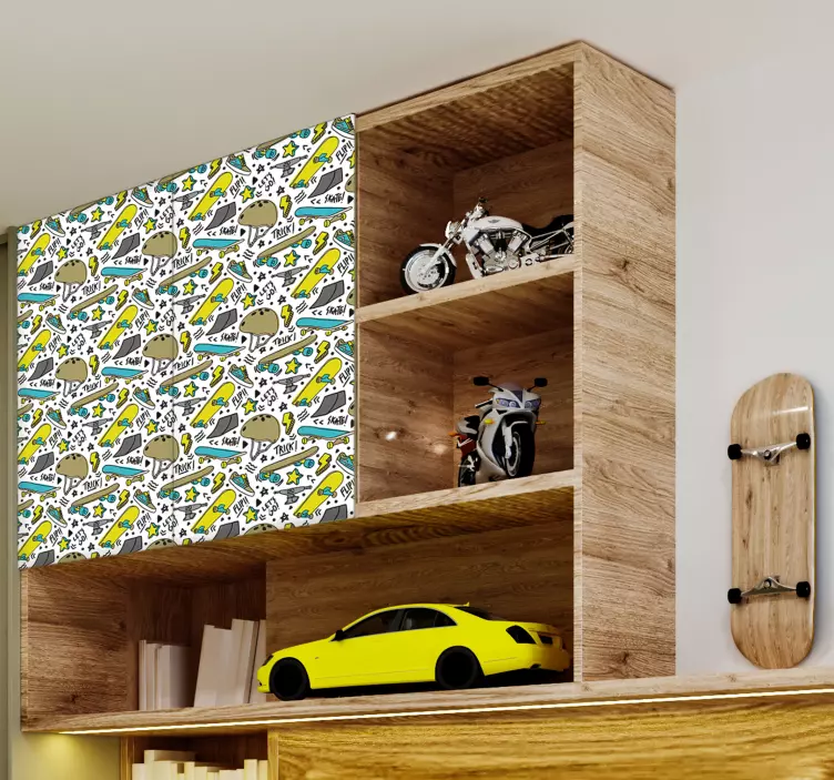 Naljepnica za namještaj s uzorkom urbanog skejta - TenStickers