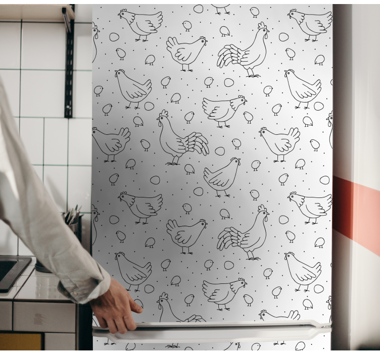 Naljepnice za hladnjak kokoš uzorak prekrivanje - TenStickers