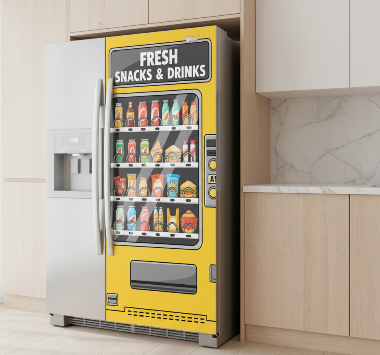 Naljepnice za hladnjak Žuta automat-vending mašina - TenStickers