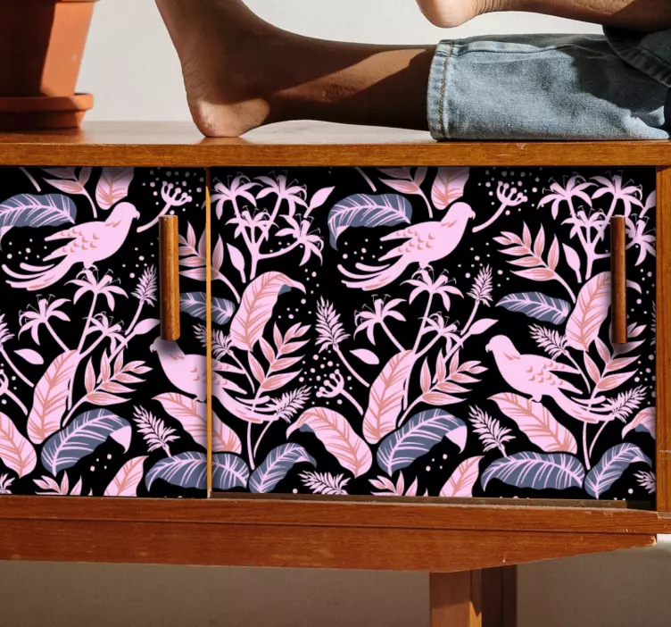 Naljepnice za namještaj cvjetni amblem ptice - TenStickers