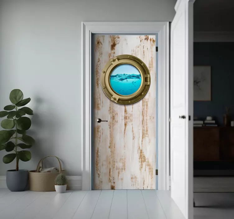 Naljepnice za vrata prozor broda na stari teksturi - TenStickers