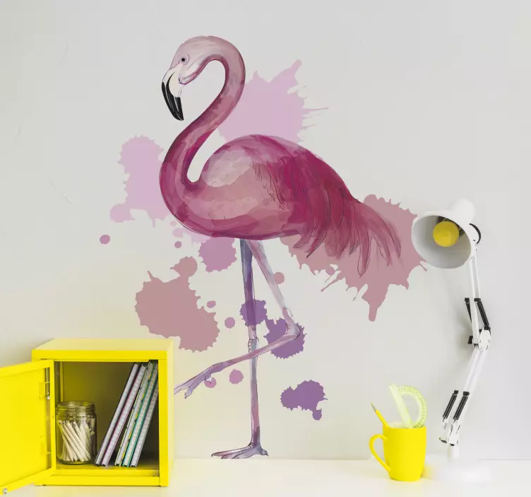 Naljepnice životinje flamingo splash umjetnost - TenStickers