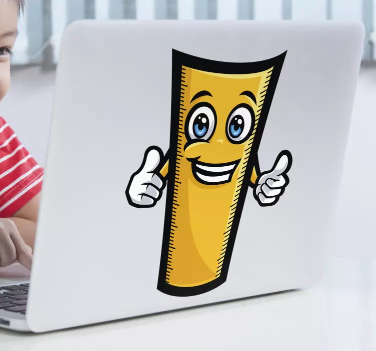 Natrag u školu nasmijana koža s plavim ravnalom - TenStickers