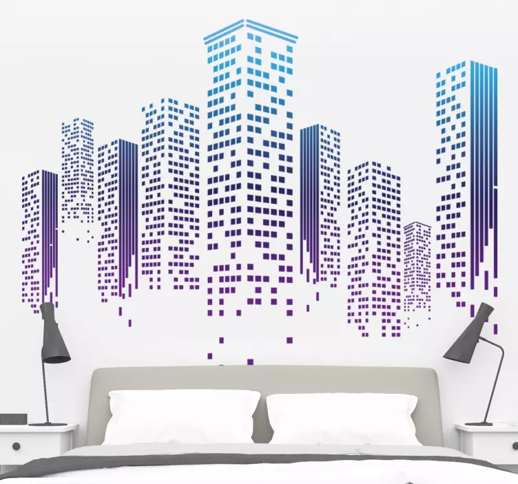 Naljepnica neboder gradijentne boje skyline - TenStickers