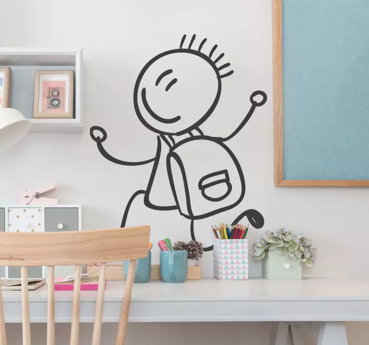 Obrazovni Naljepnice crtež dječaka s ruksakom - TenStickers