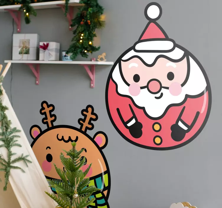 Originalna božićna naljepnica santa i sobovi - TenStickers