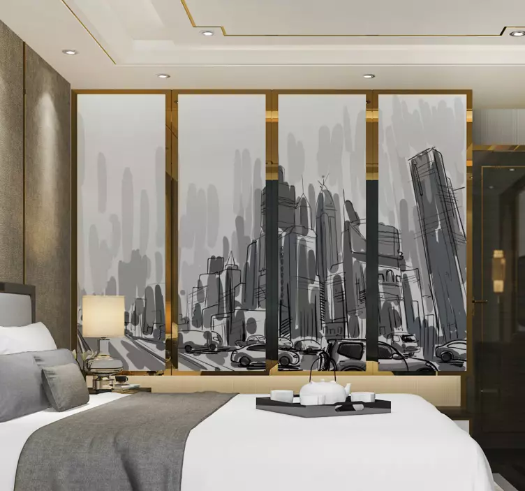 Naljepnica namještaj s gradskim krajolikom vrata - TenStickers