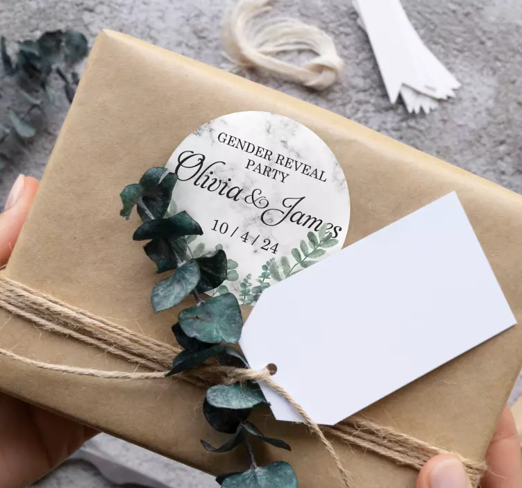 Personalizirane naljepnice spol otkriti party mramor - TenStickers