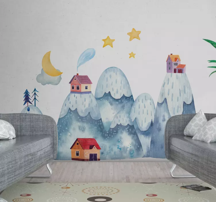Planina s kućama naljepnica prirode - TenStickers