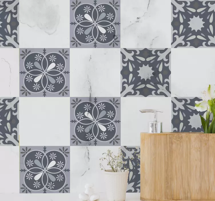 Plava originalna naljepnica cvjetnih pločica - TenStickers