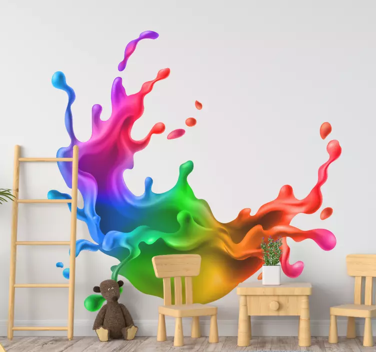 Naljepnica splash rainbow paint zidna umjetnička slika - TenStickers