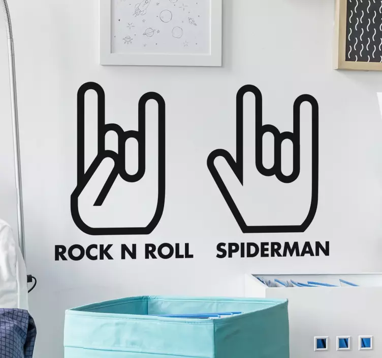Rock n roll i spiderman hand sign naljepnice za zidove - TenStickers