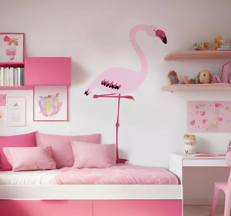 Ružičasti flamingo zidni umjetnički dekolte - TenStickers