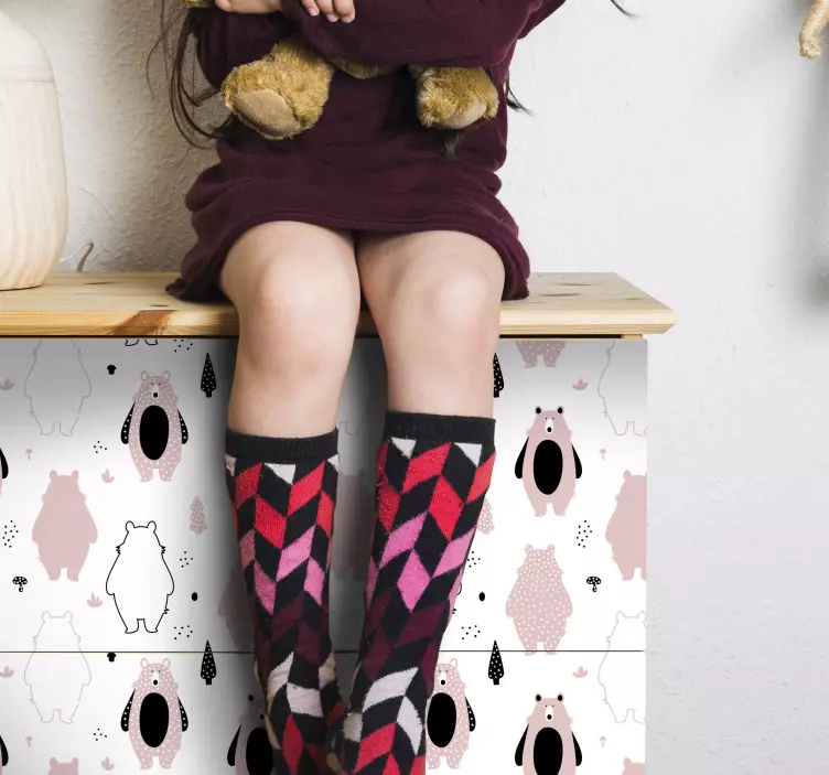 Naljepnica namještaja ružičastih medvjeda - TenStickers