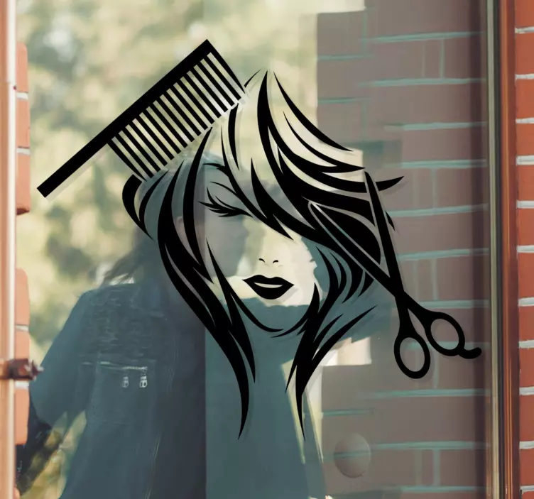 škare za kozmetički salon i češalj prozora - TenStickers