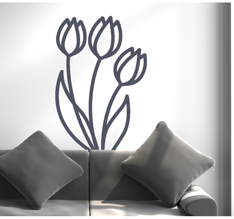 Slatka dizajnerska linija naljepnice prozora tulipana - TenStickers