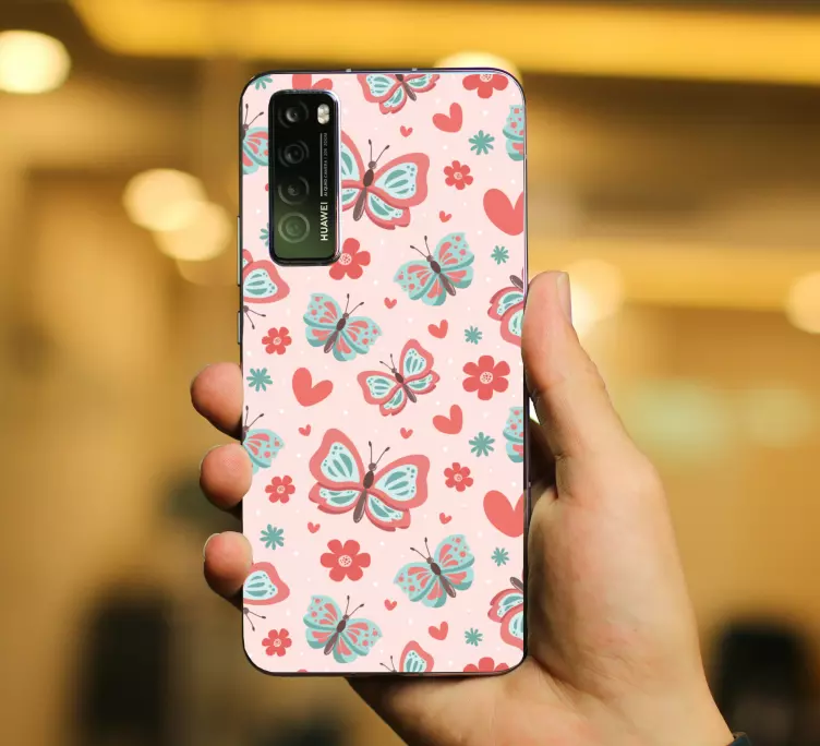 Slatki naljepnica huawei leptira i srca - TenStickers