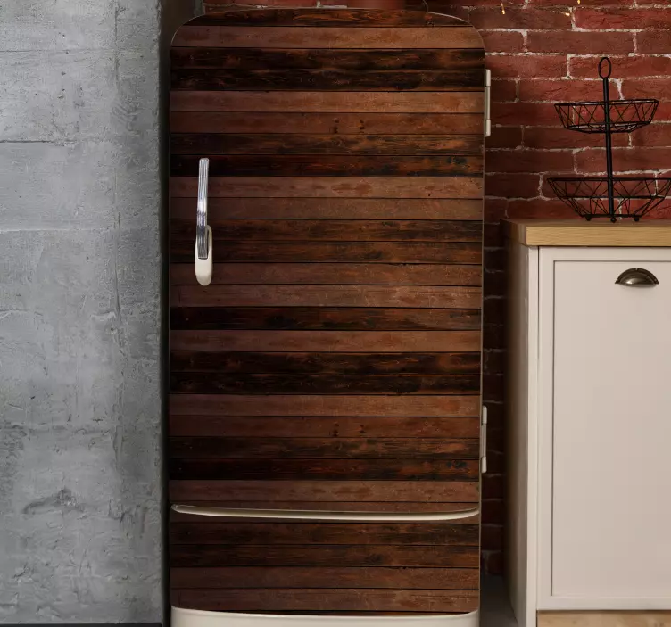 Naljepnica za hladnjak smeđe vodoravne daske - TenStickers