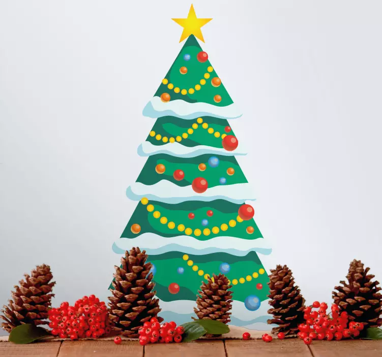 Snježno drvo uradi sam božićna naljepnica - TenStickers