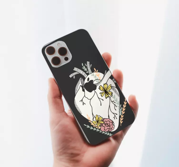 Naljepnica iphone sa srcem sa šarenim cvijećem - TenStickers