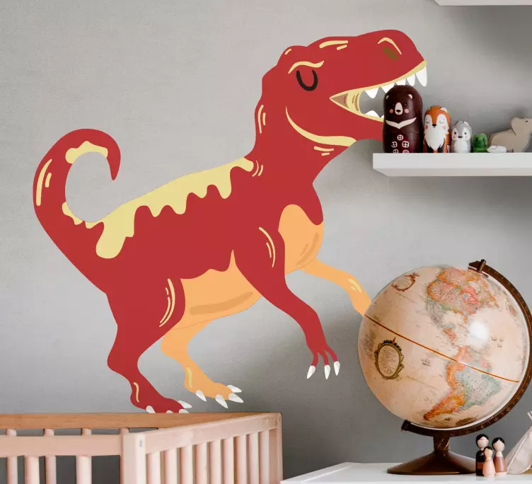 Naljepnica t-rex crvena i žuta dinosaura - TenStickers