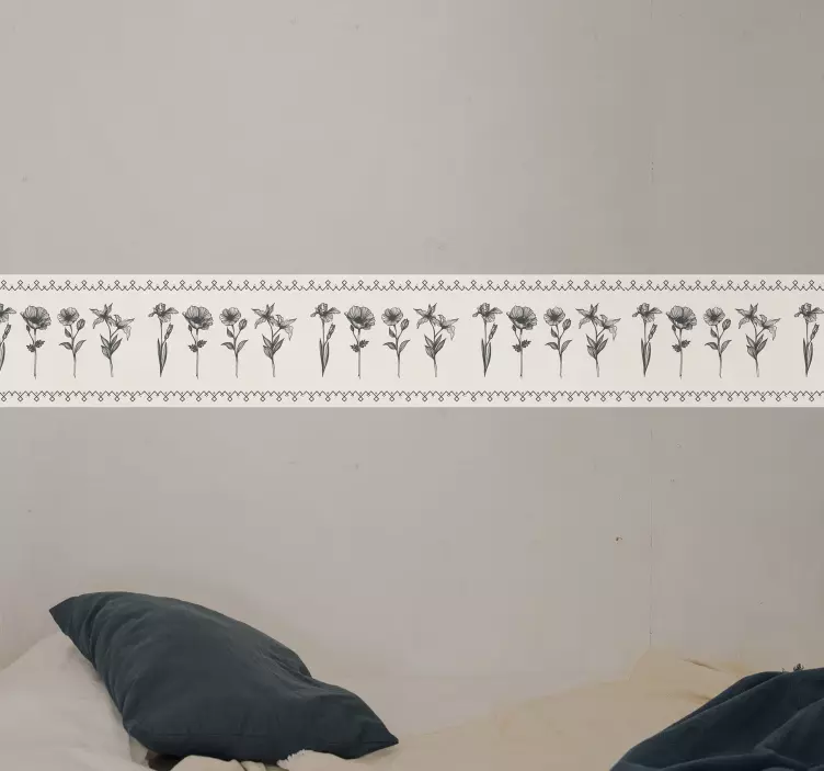 Ukrasna naljepnica s elegantnim cvjetnim rubom - TenStickers