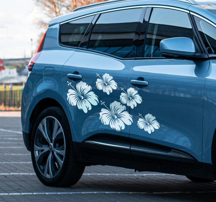 Personalizirane naljepnice za auto cvjetovi hibiskusa - TenStickers