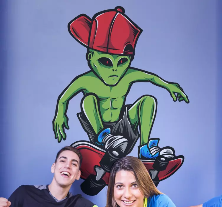 Vanzemaljac na skejtbordu ekstremnih sportskih naljepnica - TenStickers