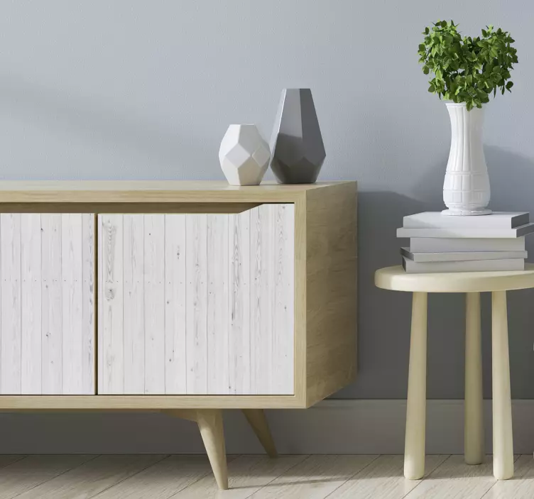 Naljepnica namještaja s bijelim drvenim uzorkom - TenStickers