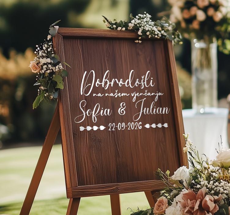 Vjenčana naljepnica drvena daska po narudžbi - TenStickers