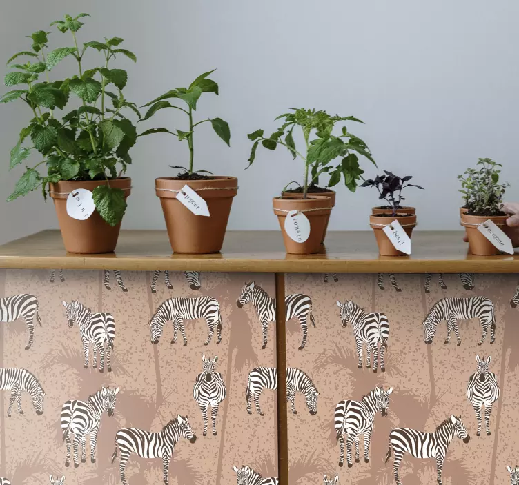 Naljepnica namještaja zebra i dlanova - TenStickers