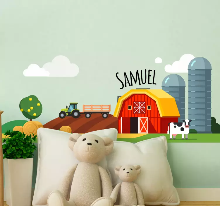 Zeleni traktor na brdu s natpisom igračaka - TenStickers