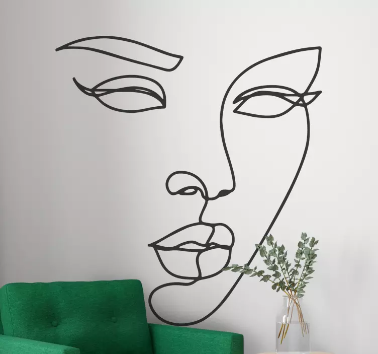 žensko lice minimalistički naljepnice ljudi - TenStickers