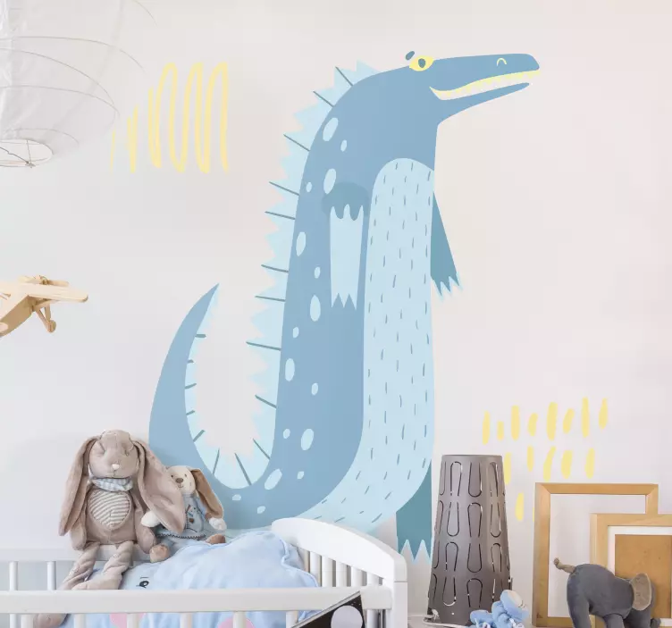 Nordic dinosaur plava nacrtana naljepnica dinosaura - TenStickers