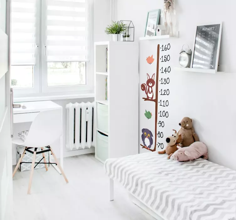Zidna naljepnica s tablicom visine sove i zeca - TenStickers