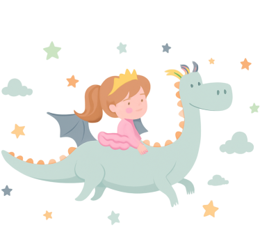 Naljepnica za djecu princeza na zmaju - TenStickers