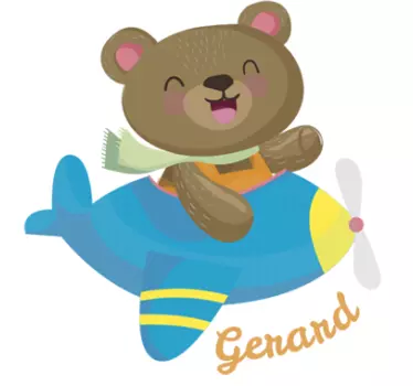 Naljepnica za djecu sretni medvjed pilot - TenStickers