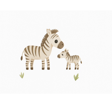 Naljepnica za djecu majka i dijete zebra - TenStickers