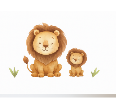 Naljepnica za djecu otac i sin lav - TenStickers