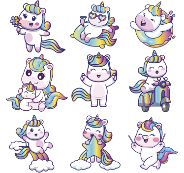 Edukativna naljepnica set dizajna jednoroga - TenStickers