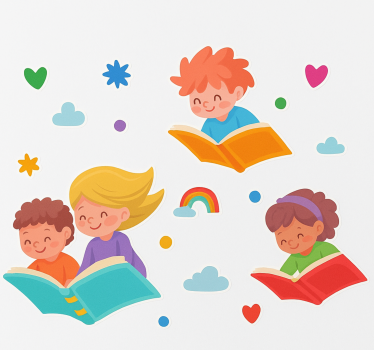Edukativna naljepnica leteće knjige i djeca - TenStickers